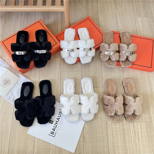 Hermes Fur Slippers