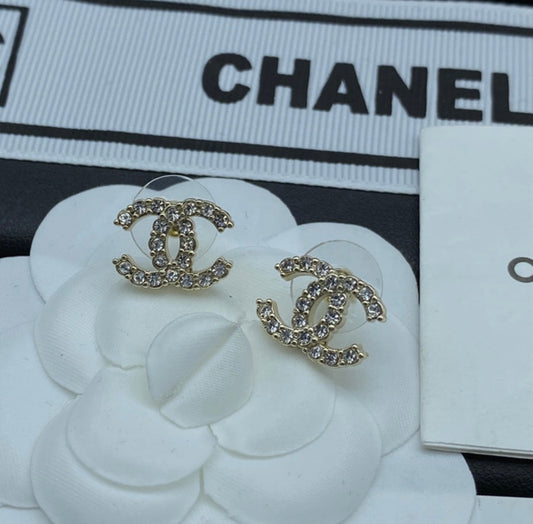 Gold Chanel CC Earrings